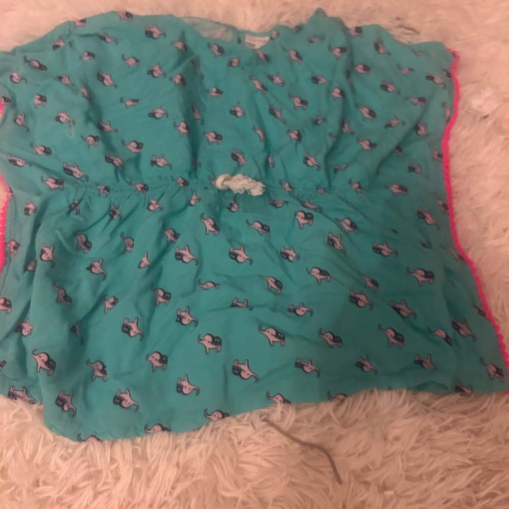 Teal elephant Print Top